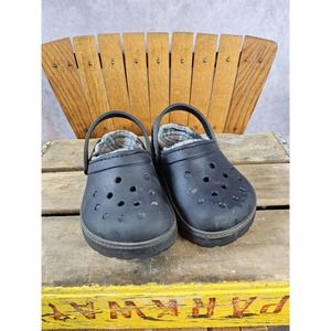 Crocs Crocband Lined Clogs. Gray/Tartan. Size J-1